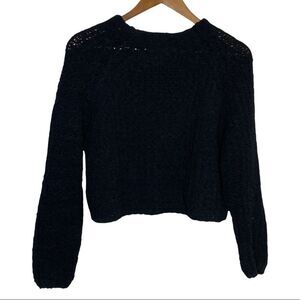 Cotton Emporium Cropped Mock Neck Sweater Black women's size small